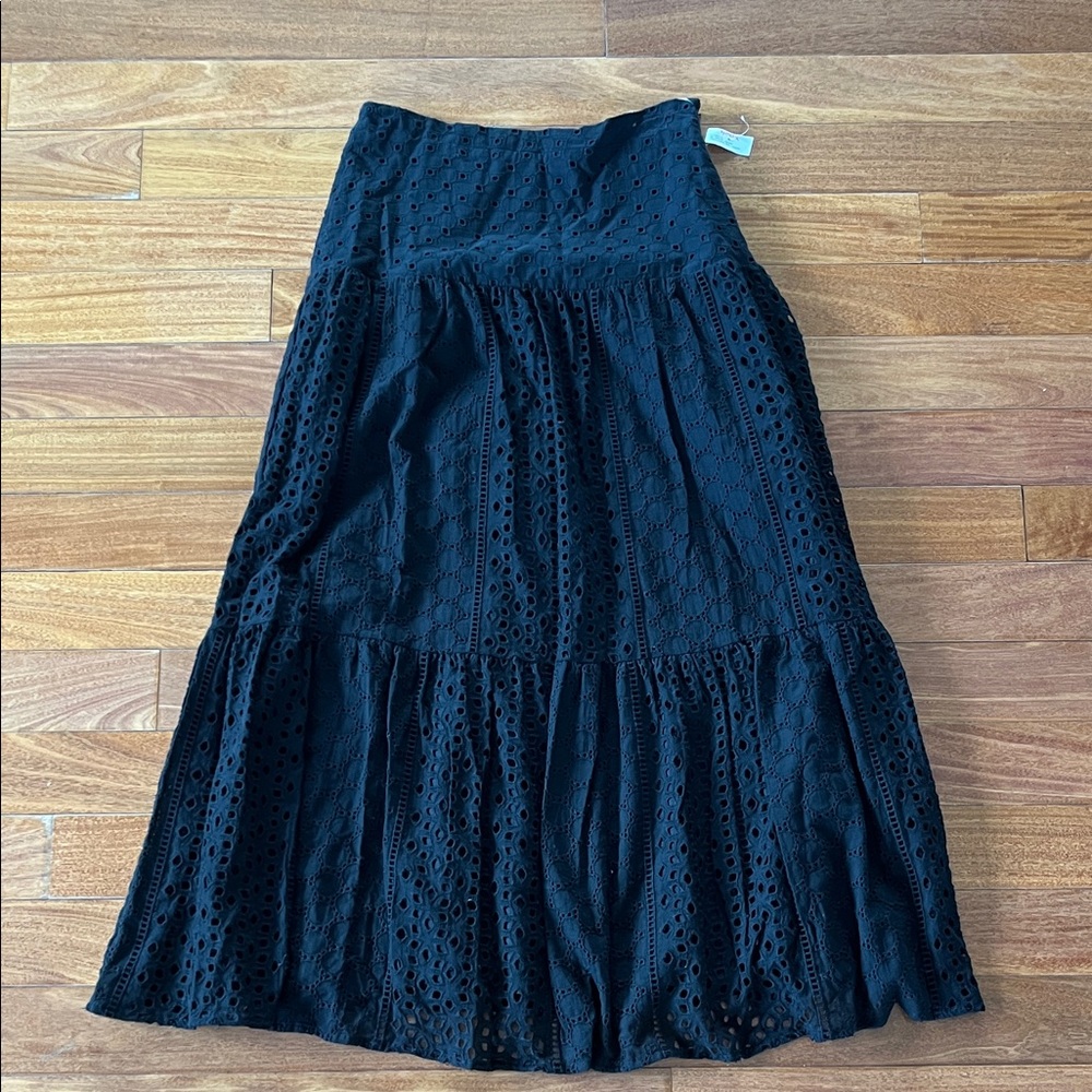 New House of Harlow 1960 Black Eyelet Skirt S